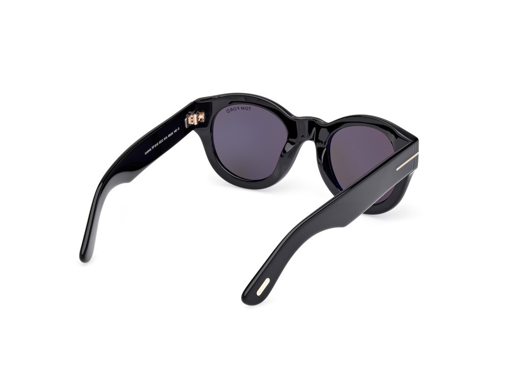 Occhiali da sole Tom Ford Lucinda FT1212 (01A) colore nero lucido forma rotondo lenti fumo