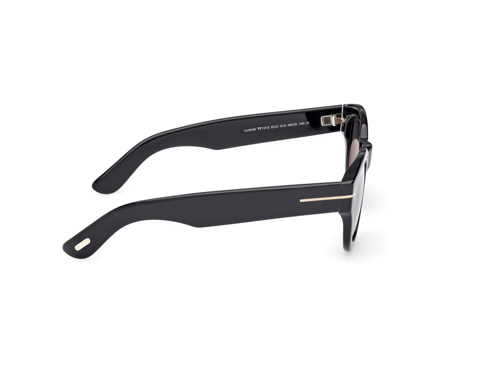 Occhiali da sole Tom Ford Lucinda FT1212 (01A) colore nero lucido forma rotondo lenti fumo