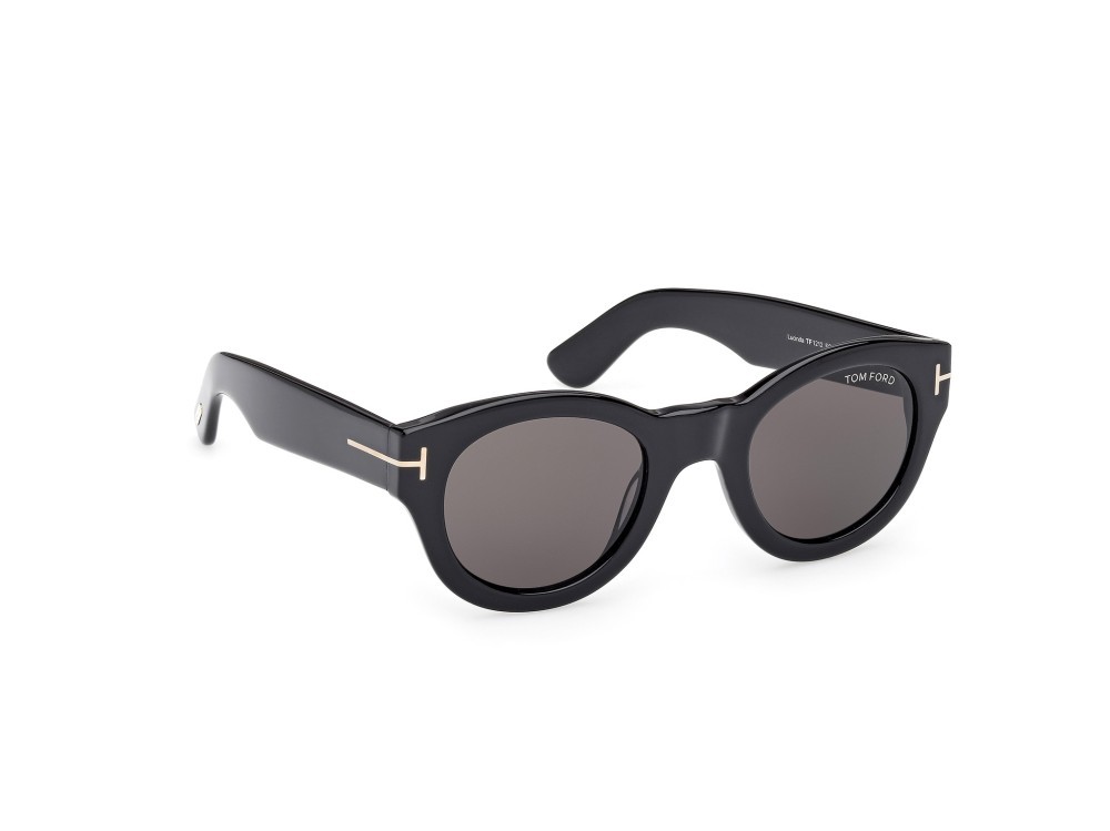 Occhiali da sole Tom Ford Lucinda FT1212 (01A) colore nero lucido forma rotondo lenti fumo