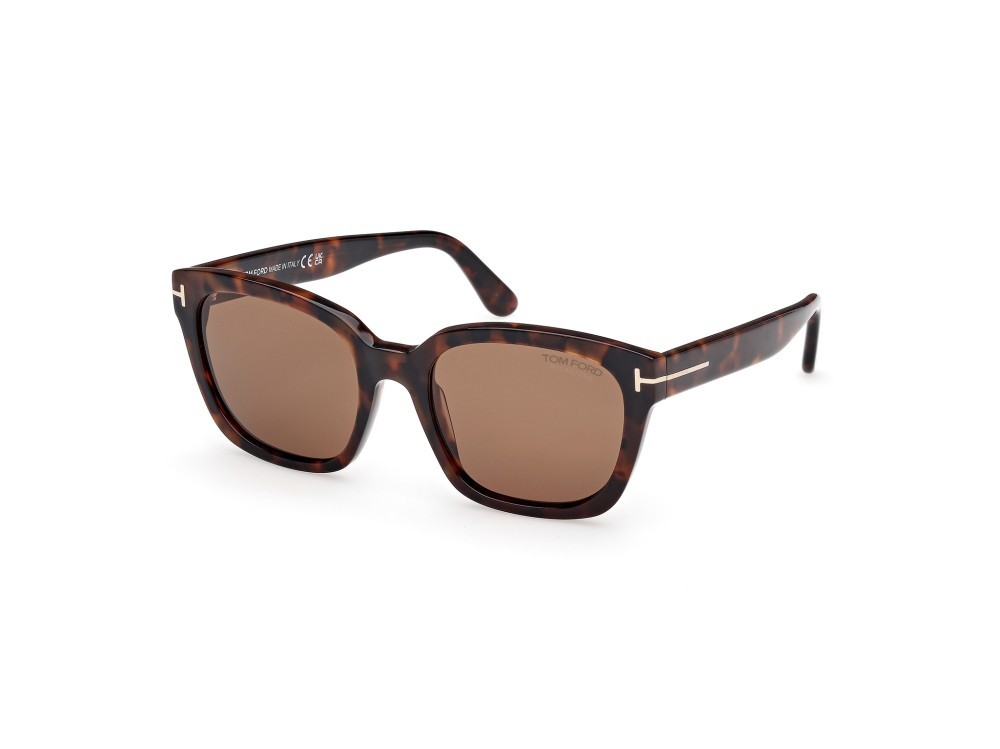 Sunglasses Tom Ford Haylay FT1216 (52H) color avana scura shape square lenses marrone polar.
