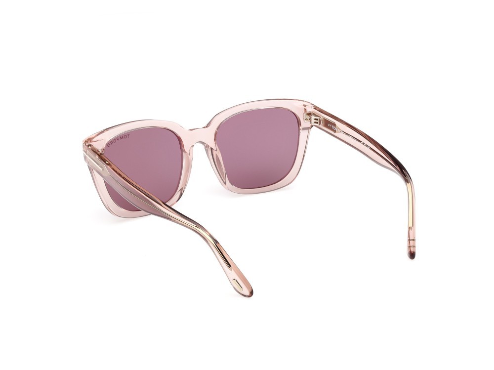 Sunglasses Tom Ford Haylay FT1216 (72Y) color rosa chiaro lucido  shape square lenses viola