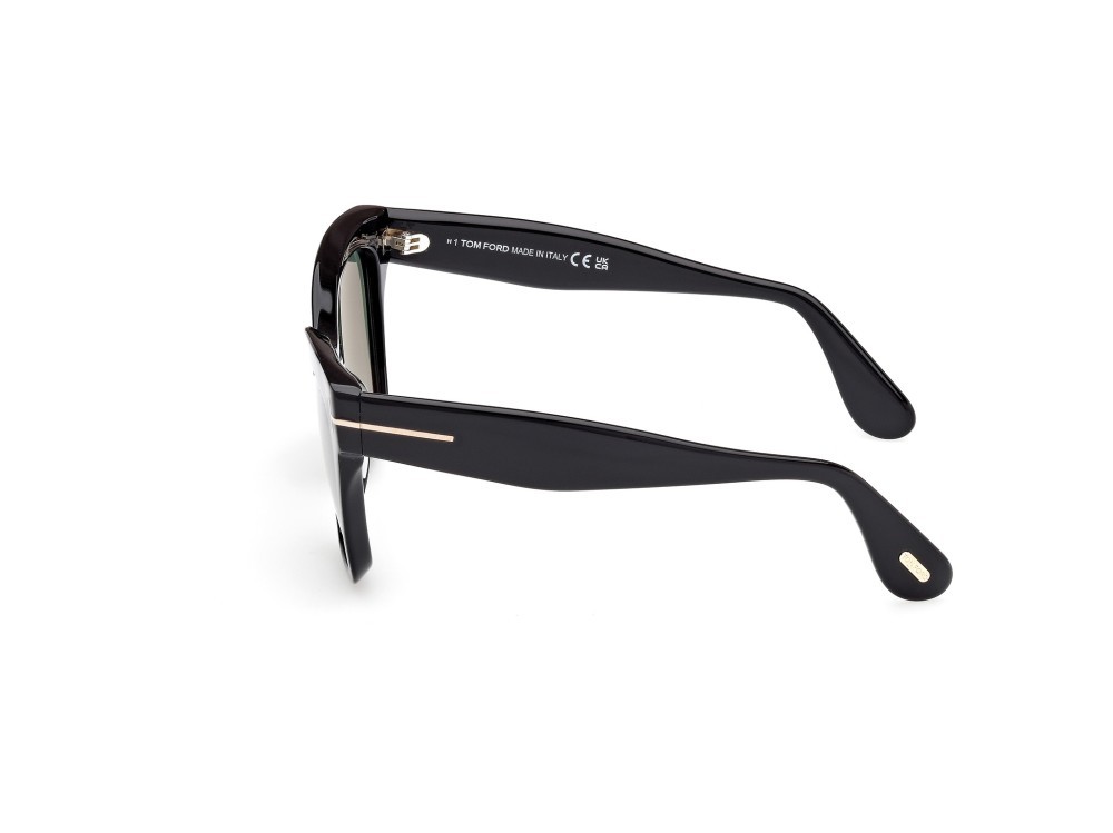 Sunglasses Tom Ford Elvira FT1217 (01R) color nero lucido shape butterfly lenses verde polar.