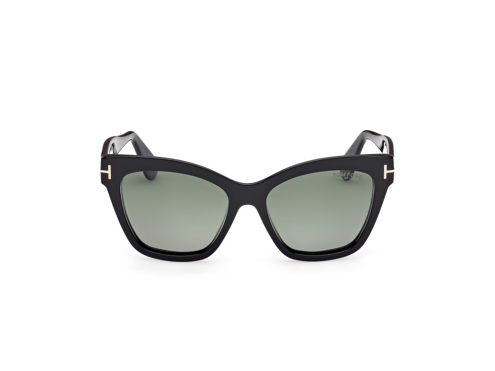 Sunglasses Tom Ford Elvira FT1217 (01R) color nero lucido shape butterfly lenses verde polar.