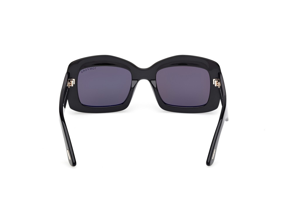 Sunglasses Tom Ford Venetia FT1218 (01A) color nero lucido shape rectangle lenses fumo