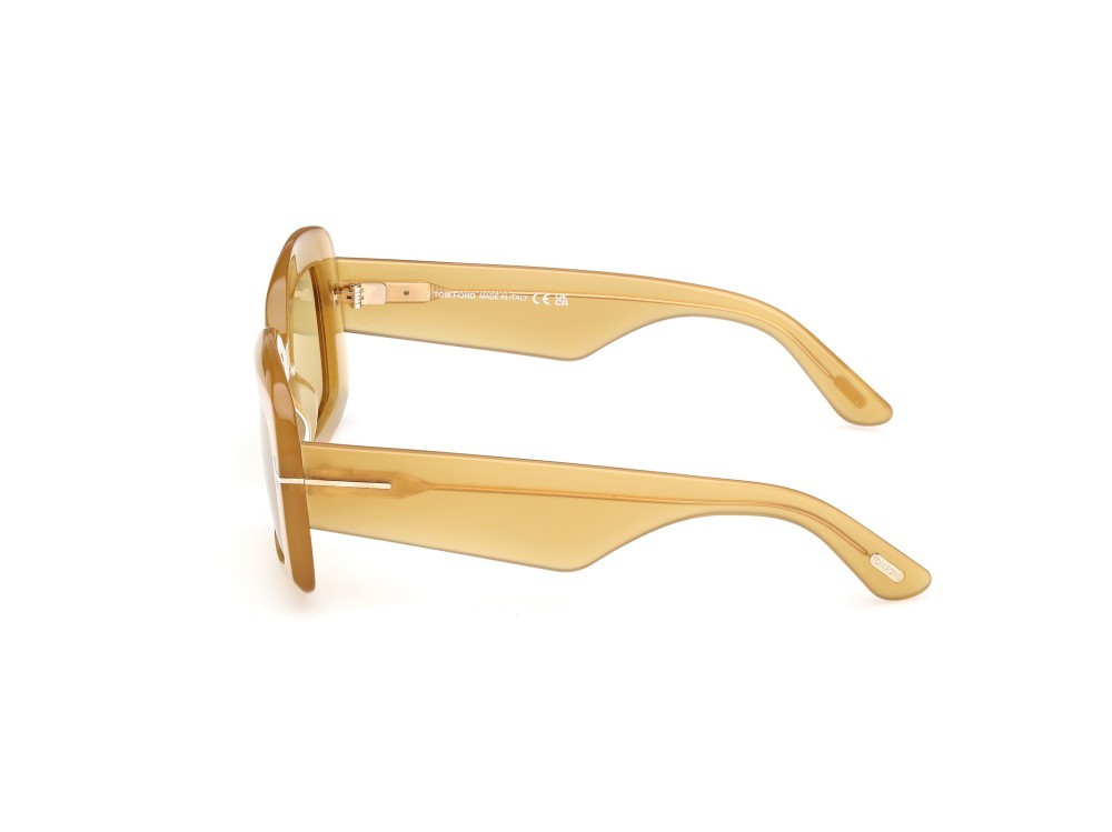 Sonnenbrillen Tom Ford Venetia FT1218 (39E) farbe giallo scuro lucido form rechteckig gläser marrone