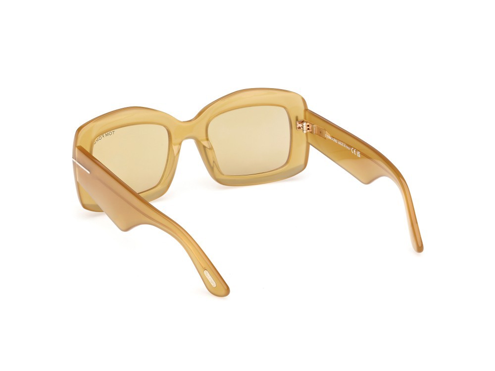 Sonnenbrillen Tom Ford Venetia FT1218 (39E) farbe giallo scuro lucido form rechteckig gläser marrone