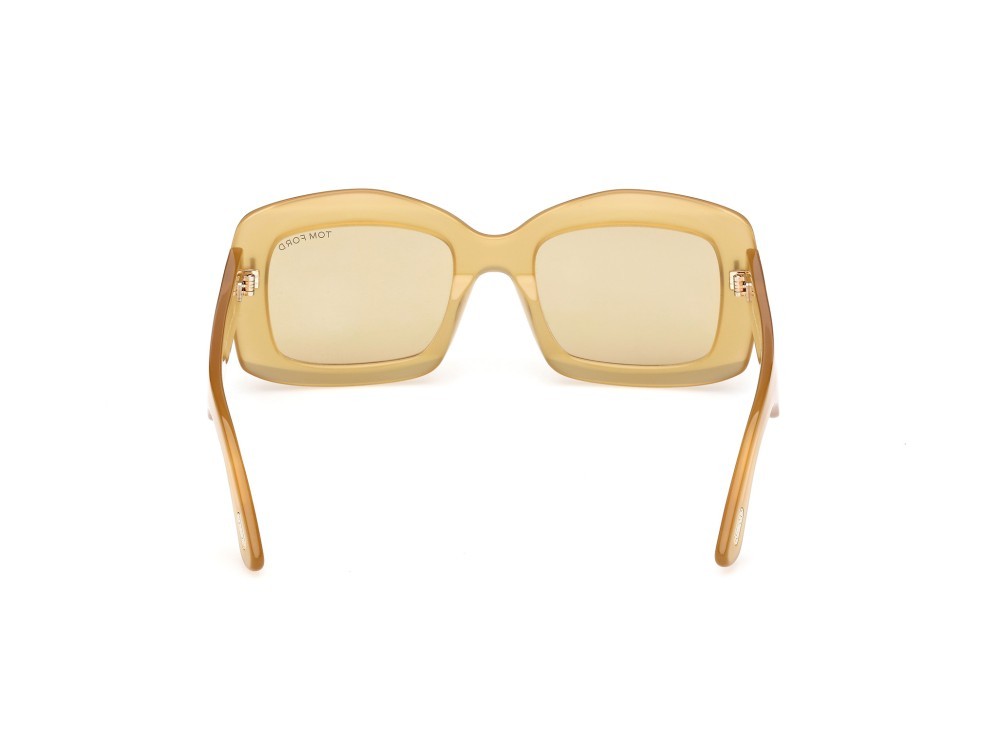 Sonnenbrillen Tom Ford Venetia FT1218 (39E) farbe giallo scuro lucido form rechteckig gläser marrone