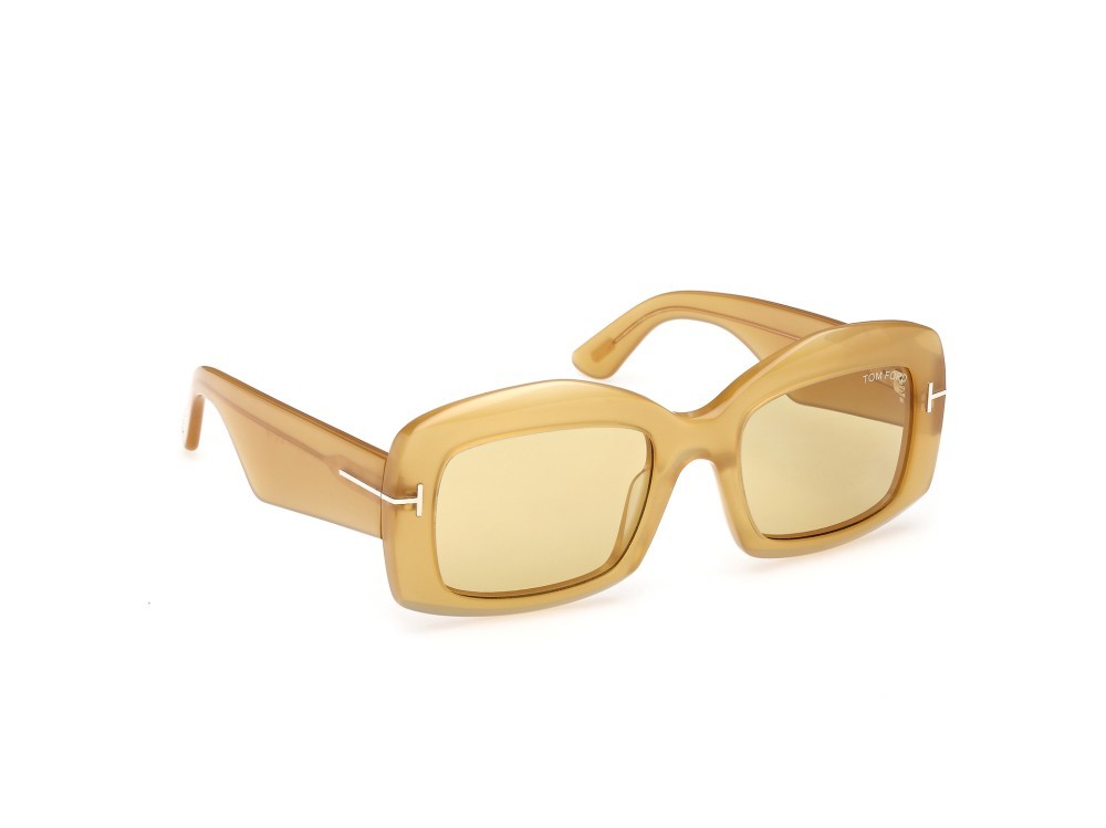Sonnenbrillen Tom Ford Venetia FT1218 (39E) farbe giallo scuro lucido form rechteckig gläser marrone