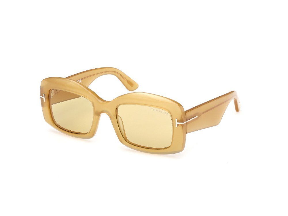 Sonnenbrillen Tom Ford Venetia FT1218 (39E) farbe giallo scuro lucido form rechteckig gläser marrone
