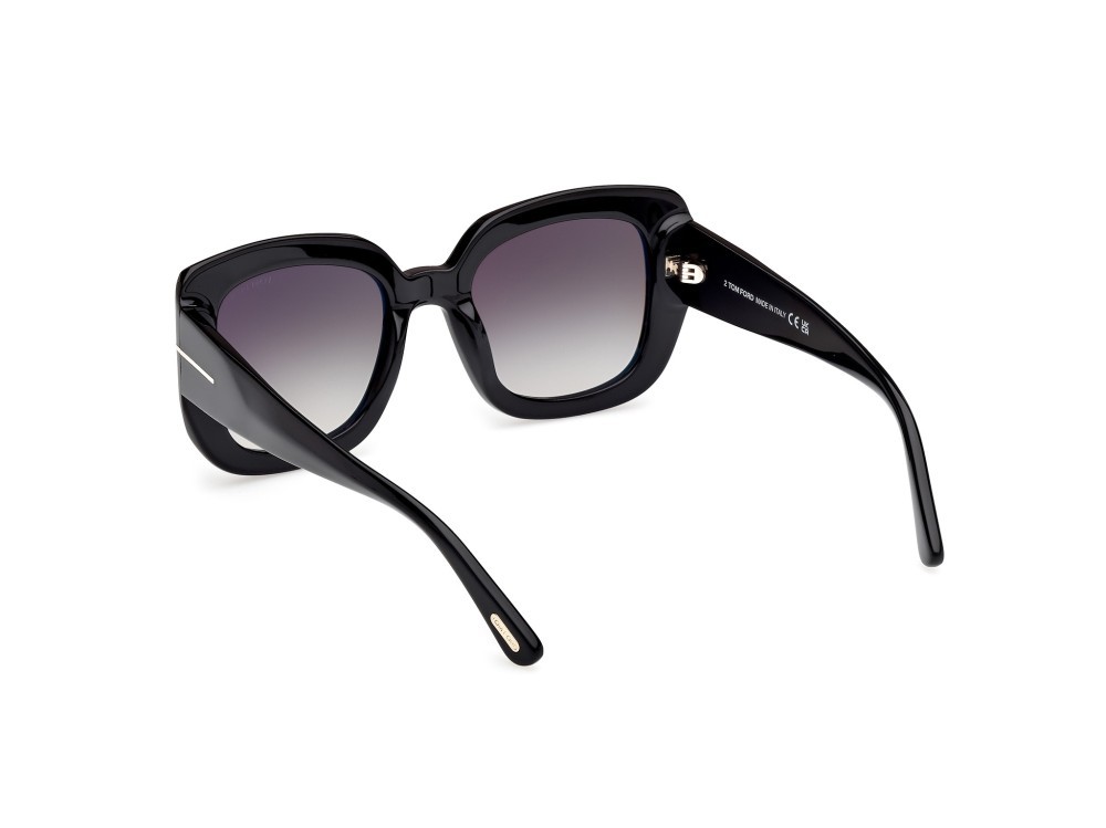 Sunglasses Tom Ford Carla 02 FT1220 (01B) color nero lucido shape square lenses fumo grad.