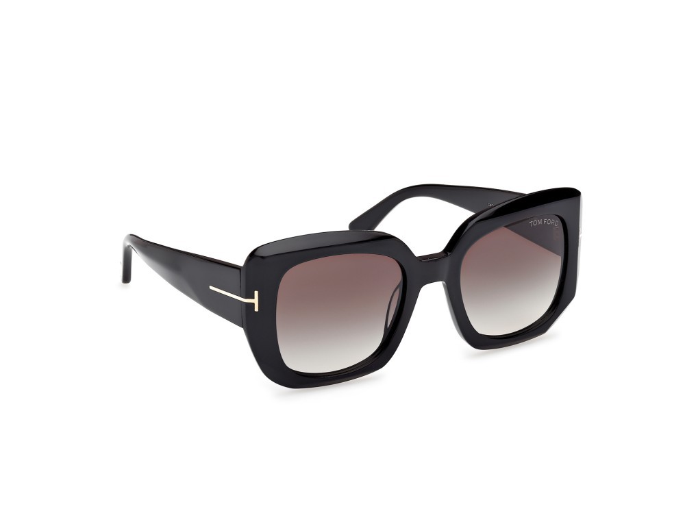 Sunglasses Tom Ford Carla 02 FT1220 (01B) color nero lucido shape square lenses fumo grad.