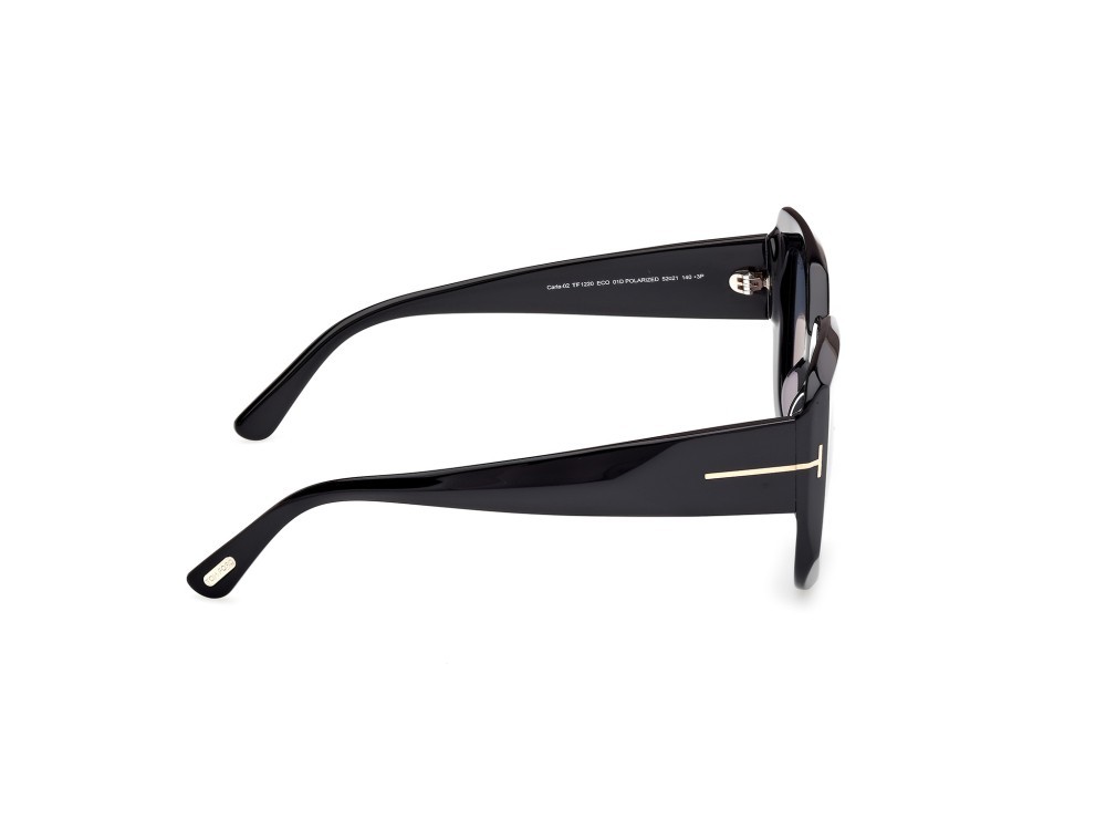 Sunglasses Tom Ford Carla 02 FT1220 (01D) color nero lucido shape square lenses fumo polar.