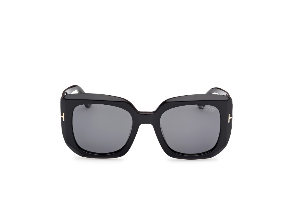 Sunglasses Tom Ford Carla 02 FT1220 (01D) color nero lucido shape square lenses fumo polar.