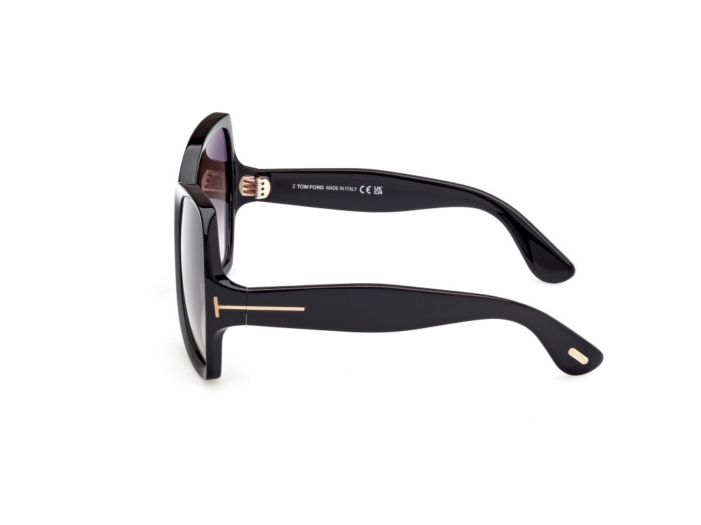 Sunglasses Tom Ford Jerry FT1222 (01B) color nero lucido shape butterfly lenses fumo grad.