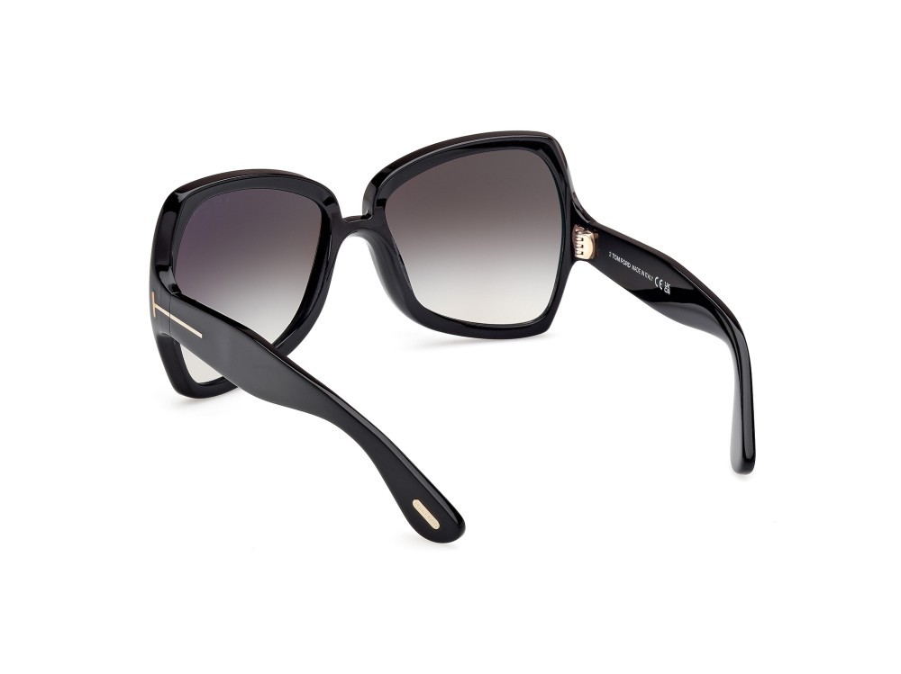Sunglasses Tom Ford Jerry FT1222 (01B) color nero lucido shape butterfly lenses fumo grad.