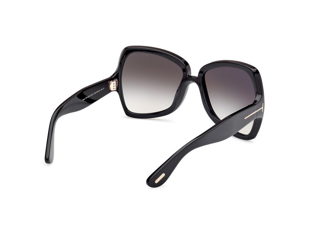 Sunglasses Tom Ford Jerry FT1222 (01B) color nero lucido shape butterfly lenses fumo grad.
