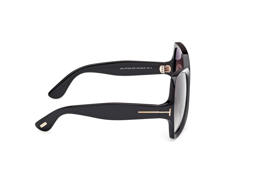 Sunglasses Tom Ford Jerry FT1222 (01B) color nero lucido shape butterfly lenses fumo grad.