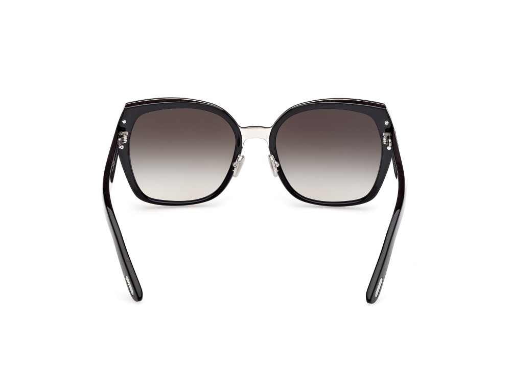 Sunglasses Tom Ford Plum FT1223 (01B) color nero lucido  shape butterfly lenses fumo grad.