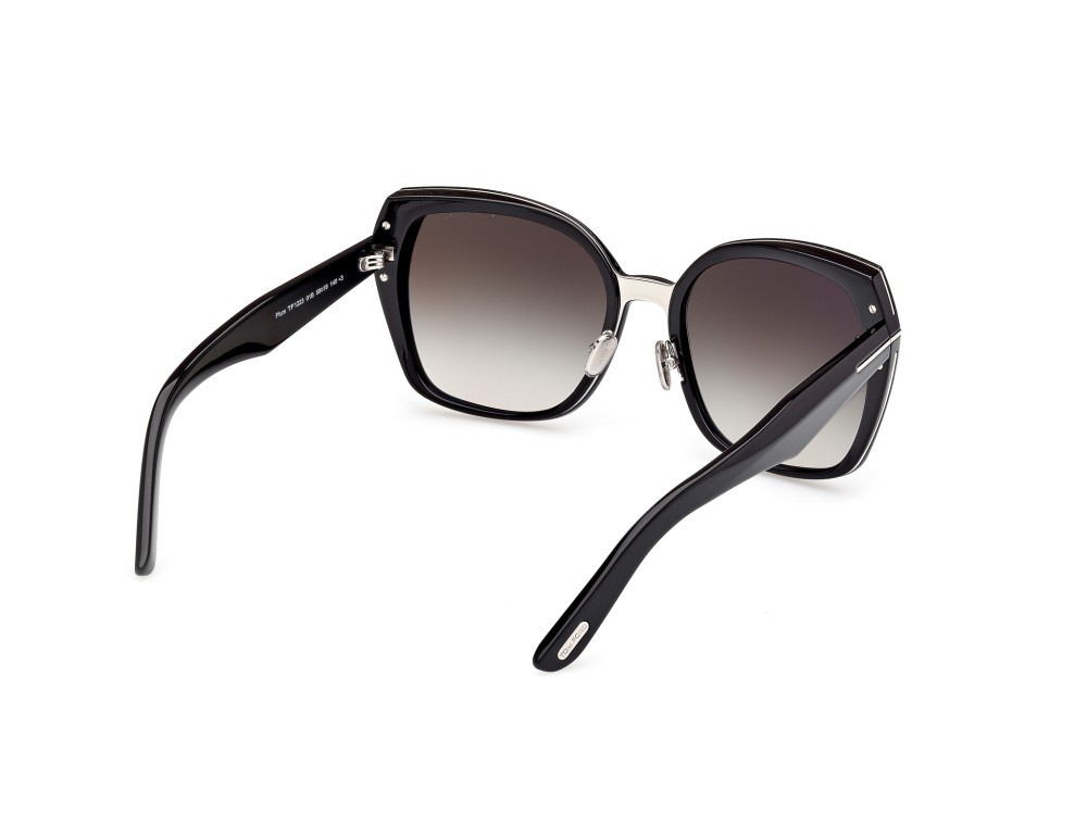 Sunglasses Tom Ford Plum FT1223 (01B) color nero lucido  shape butterfly lenses fumo grad.