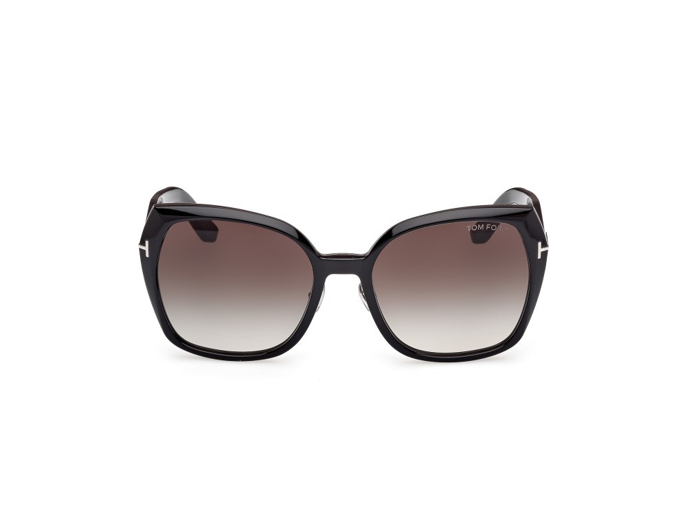 Sunglasses Tom Ford Plum FT1223 (01B) color nero lucido  shape butterfly lenses fumo grad.