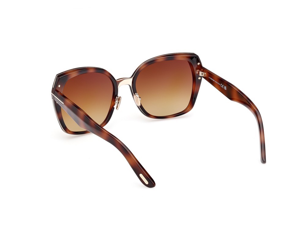 Sunglasses Tom Ford Plum FT1223 (53F) color avana bionda shape butterfly lenses marrone sfumato