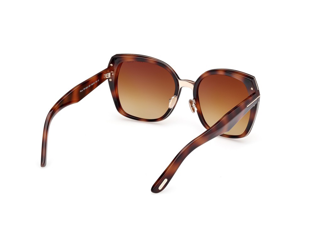 Sunglasses Tom Ford Plum FT1223 (53F) color avana bionda shape butterfly lenses marrone sfumato