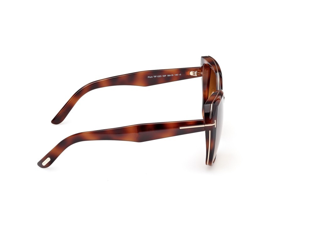 Sunglasses Tom Ford Plum FT1223 (53F) color avana bionda shape butterfly lenses marrone sfumato