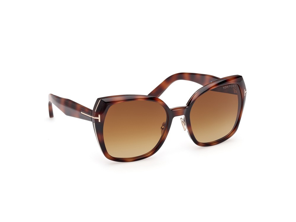 Sunglasses Tom Ford Plum FT1223 (53F) color avana bionda shape butterfly lenses marrone sfumato
