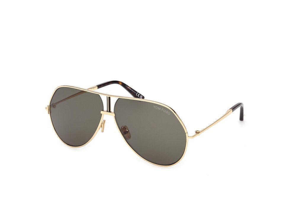 Sunglasses Tom Ford Rickie-02 FT1281 (30N) color oro endura lucido shape navigator lenses verde