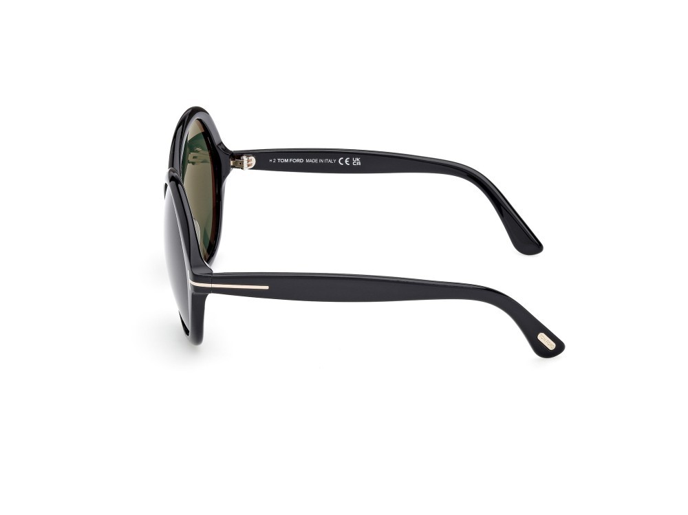 Sunglasses Tom Ford Annabelle-02 FT1282 (01N) color nero lucido shape round lenses verde