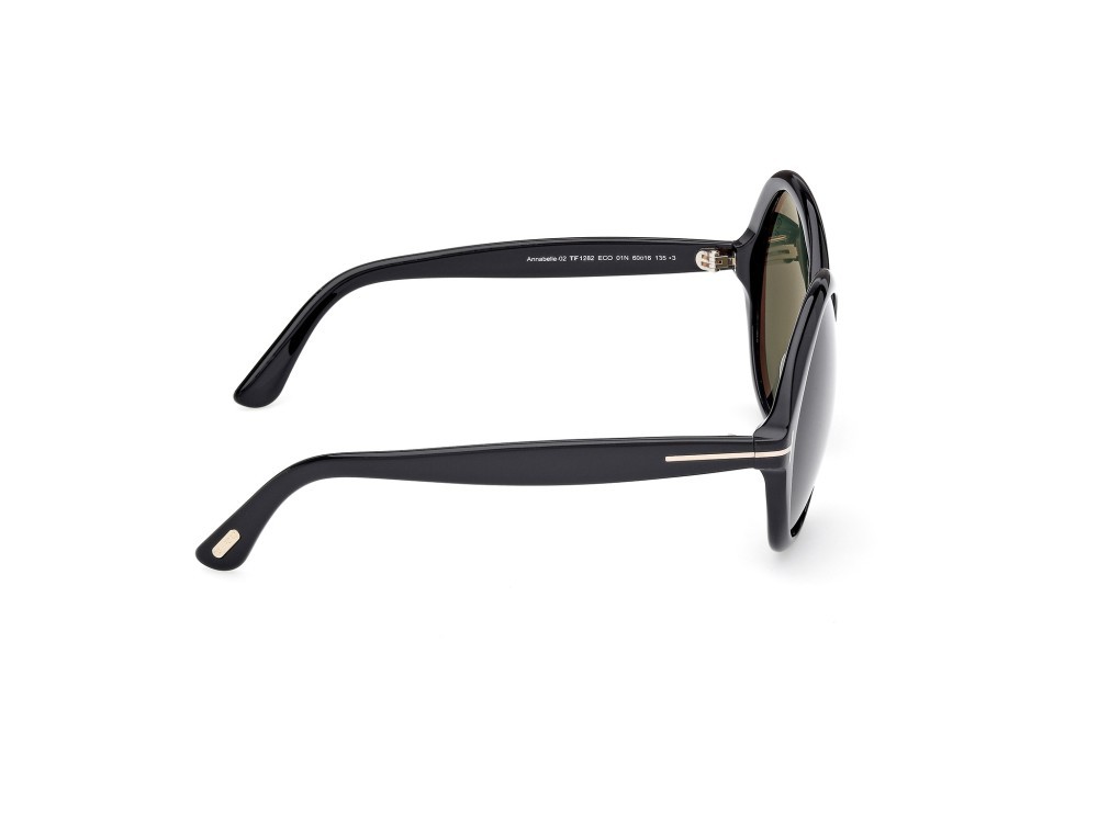 Sunglasses Tom Ford Annabelle-02 FT1282 (01N) color nero lucido shape round lenses verde
