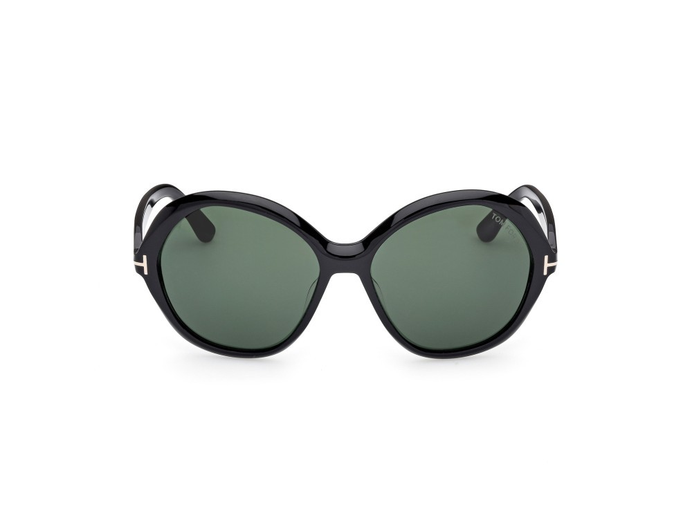 Sunglasses Tom Ford Annabelle-02 FT1282 (01N) color nero lucido shape round lenses verde