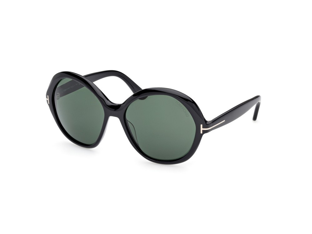 Sunglasses Tom Ford Annabelle-02 FT1282 (01N) color nero lucido shape round lenses verde