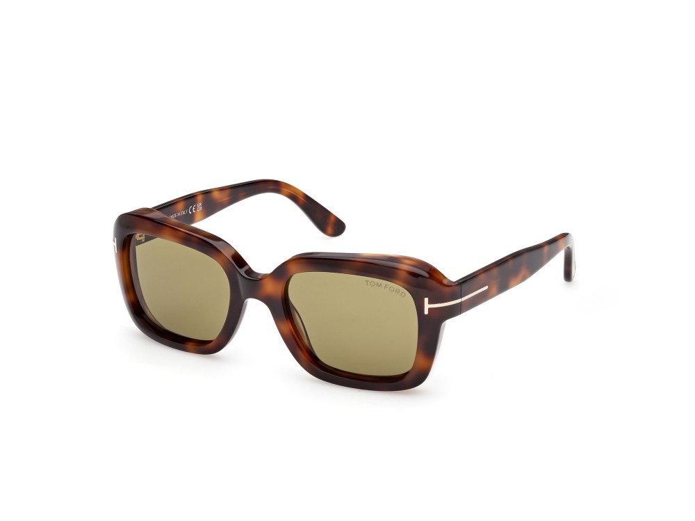 Sonnenbrillen Tom Ford Natalia-02 FT1283 (53N) farbe avana bionda form quadratisch gläser verde