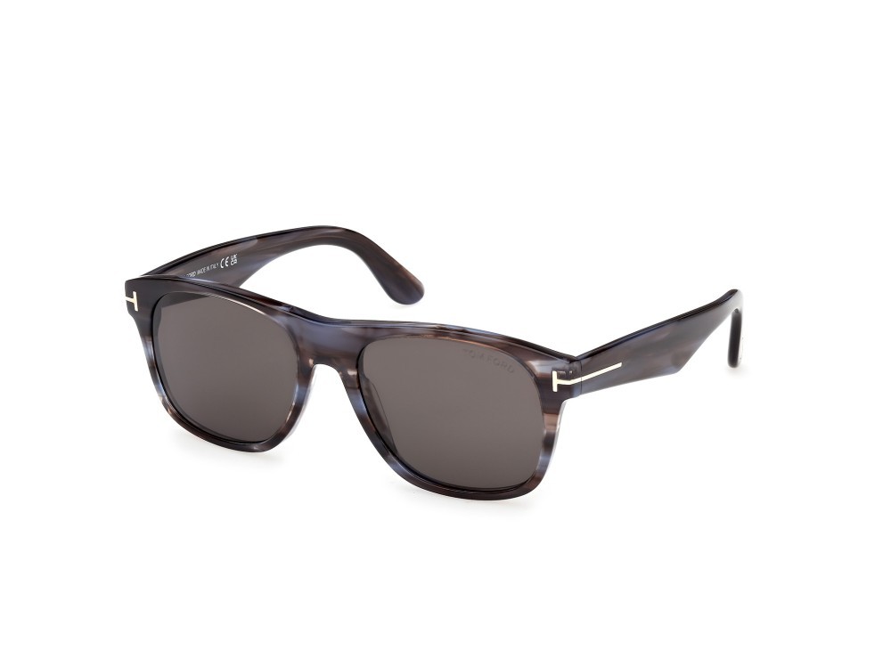 Sonnenbrillen Tom Ford Marlon-02 FT1284 (56A) farbe avana colorata form quadratisch gläser fumo