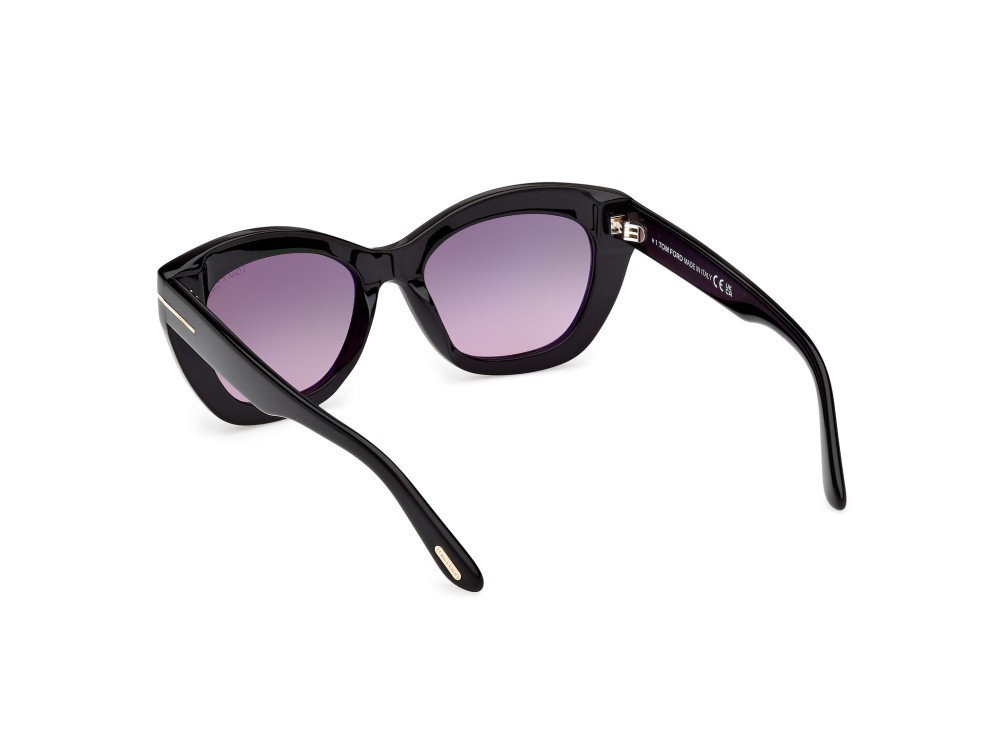 Sunglasses Tom Ford Linda-02 FT1285 (01B) color nero lucido shape butterfly lenses fumo grad.