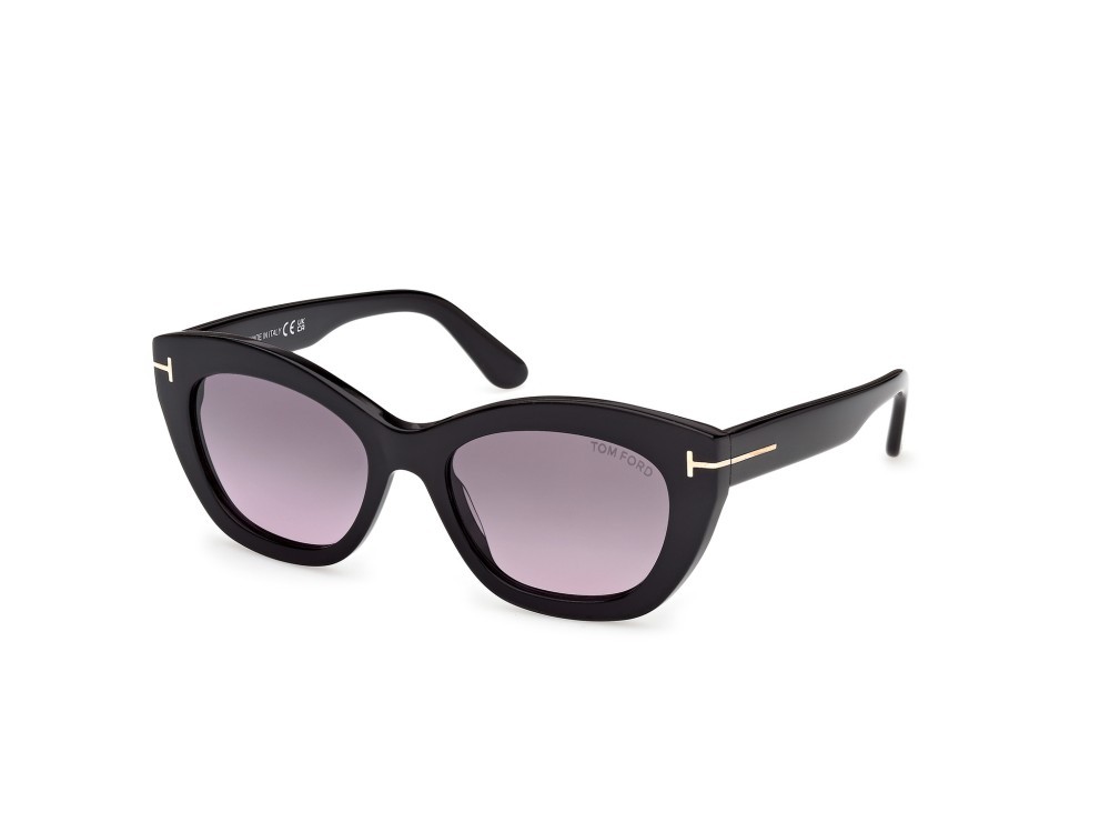 Sunglasses Tom Ford Linda-02 FT1285 (01B) color nero lucido shape butterfly lenses fumo grad.