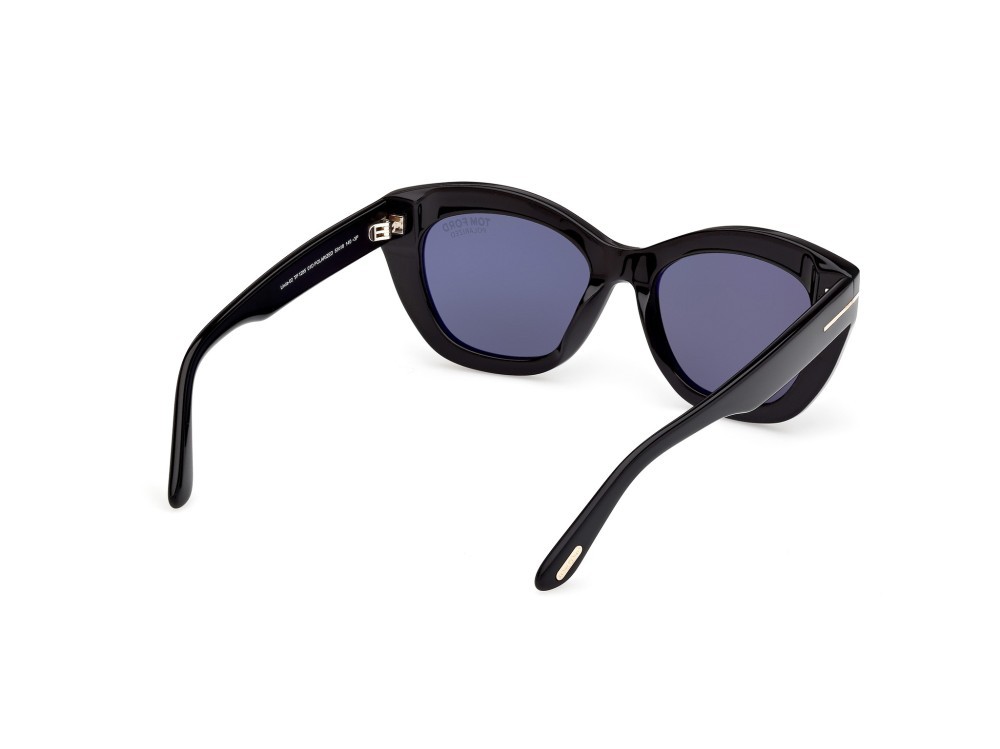Sunglasses Tom Ford Linda-02 FT1285 (01D) color nero lucido shape butterfly lenses fumo polar.