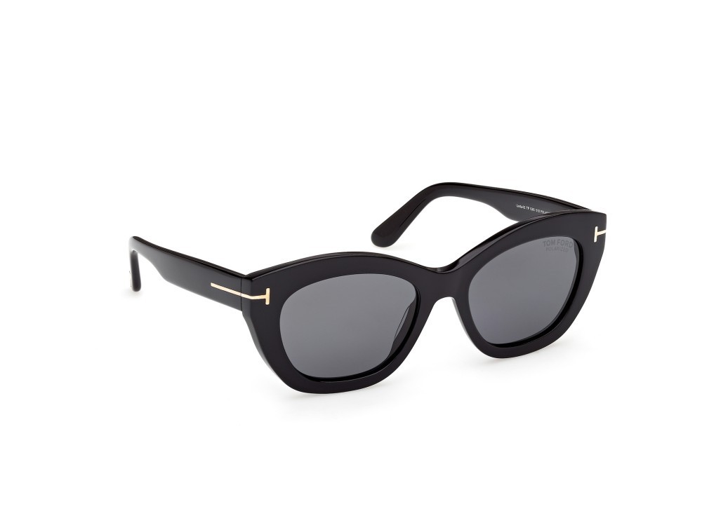 Sunglasses Tom Ford Linda-02 FT1285 (01D) color nero lucido shape butterfly lenses fumo polar.