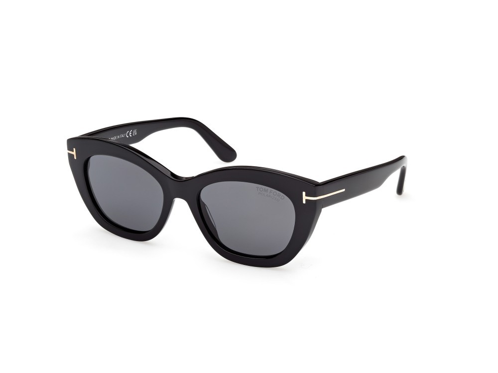 Sunglasses Tom Ford Linda-02 FT1285 (01D) color nero lucido shape butterfly lenses fumo polar.