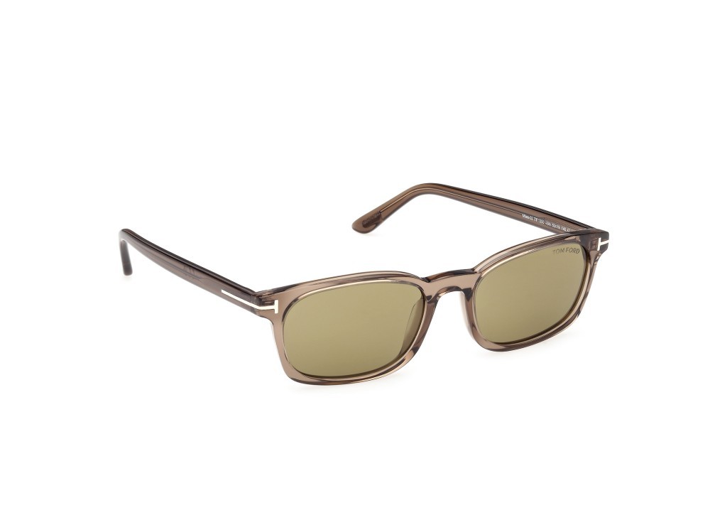 Sunglasses Tom Ford Miles-02 FT1300 (45N) color marrone chiaro lucido  shape rectangle lenses verde
