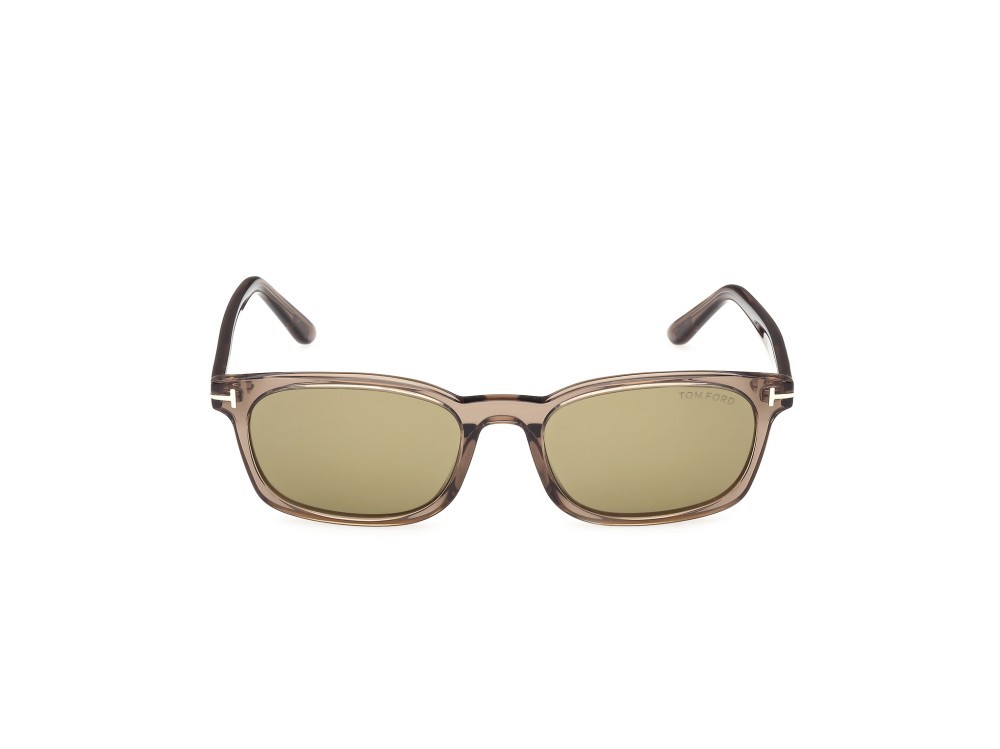 Sunglasses Tom Ford Miles-02 FT1300 (45N) color marrone chiaro lucido  shape rectangle lenses verde
