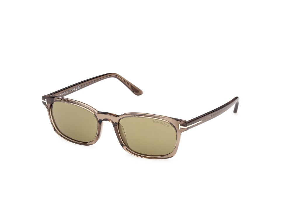 Sunglasses Tom Ford Miles-02 FT1300 (45N) color marrone chiaro lucido  shape rectangle lenses verde
