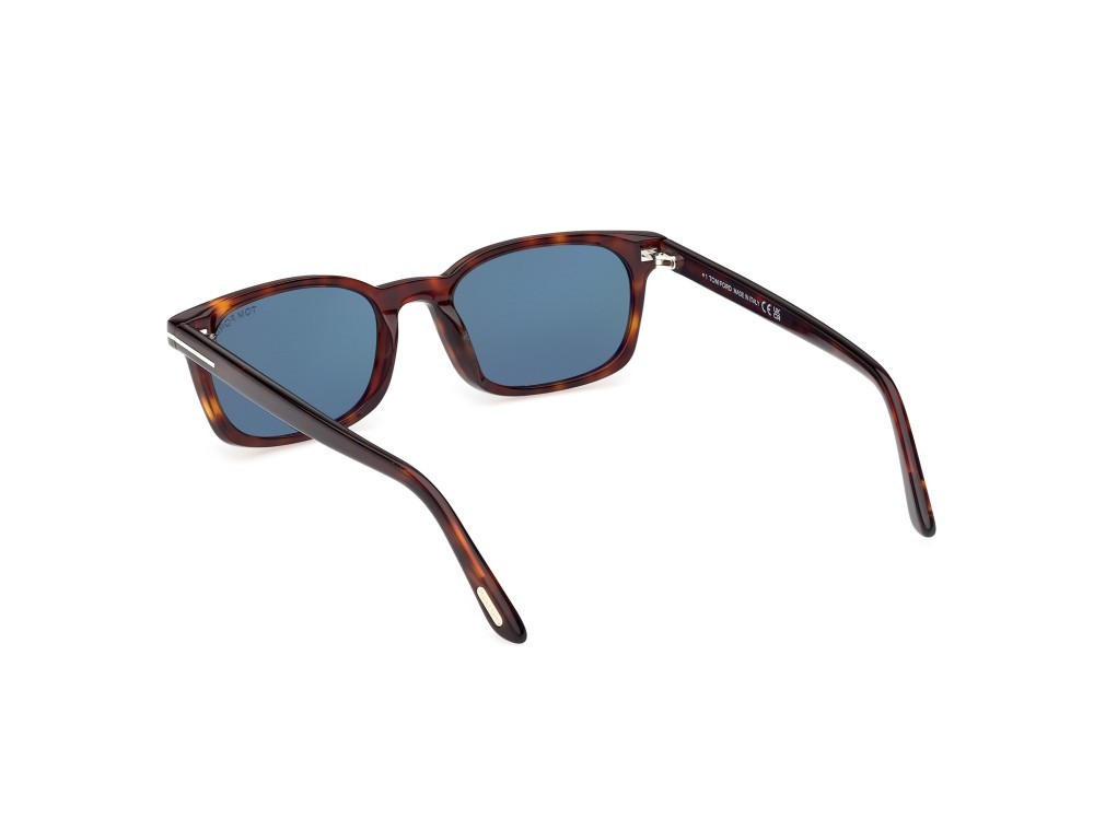 Sunglasses Tom Ford Miles-02 FT1300 (54V) color avana rossa  shape rectangle lenses blu