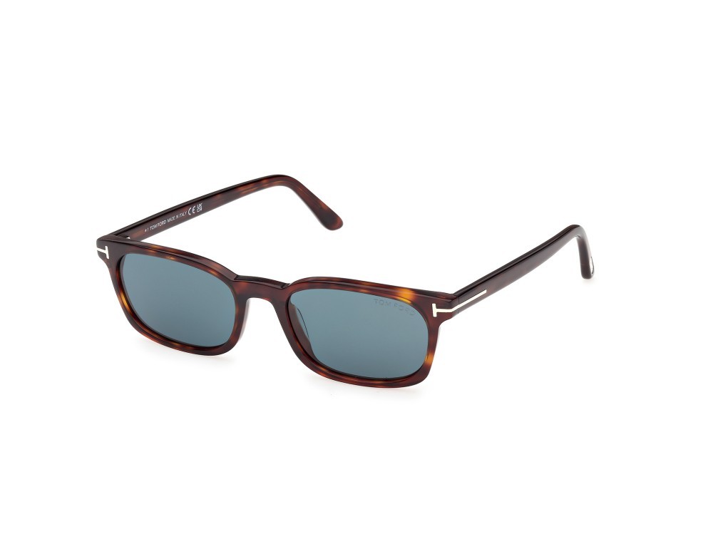 Sunglasses Tom Ford Miles-02 FT1300 (54V) color avana rossa  shape rectangle lenses blu