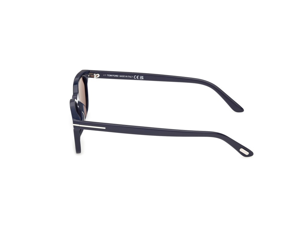 Sonnenbrillen Tom Ford Miles-02 FT1300 (90E) farbe blu lucido form rechteckig gläser marrone