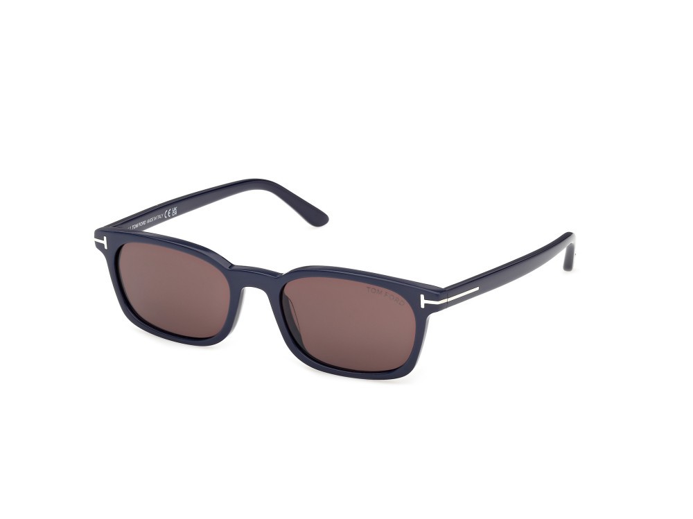 Sonnenbrillen Tom Ford Miles-02 FT1300 (90E) farbe blu lucido form rechteckig gläser marrone