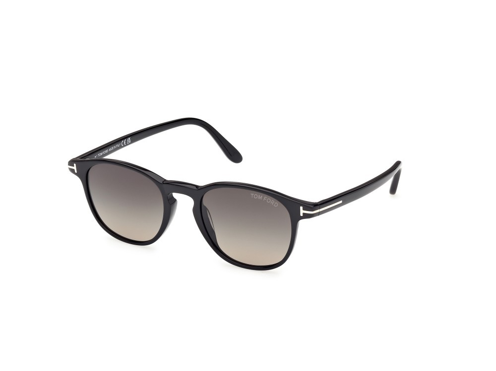 Sonnenbrillen Tom Ford Holt-02 FT1302 (01B) farbe nero lucido form rund gläser fumo grad.