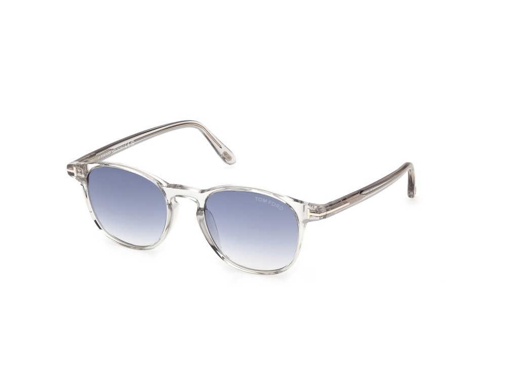 Sunglasses Tom Ford Holt-02 FT1302 (20W) color grigio lucido shape round lenses blu sfumato