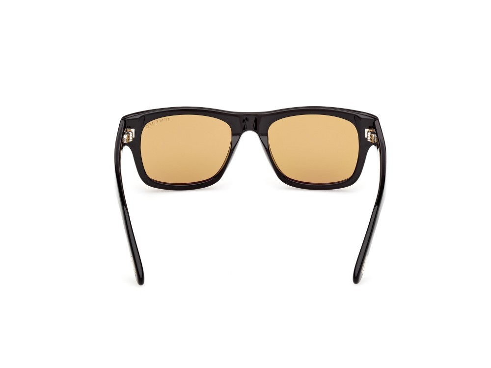 Sunglasses Tom Ford Smith-02 FT1303 (01E) color nero lucido shape rectangle lenses marrone